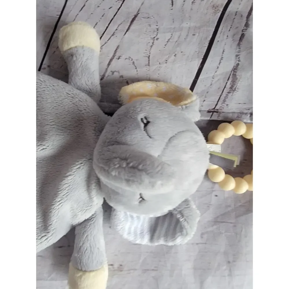 Douglas Baby Elephant Gray Plush Lovey Security Blanket Teether Ring Knotted